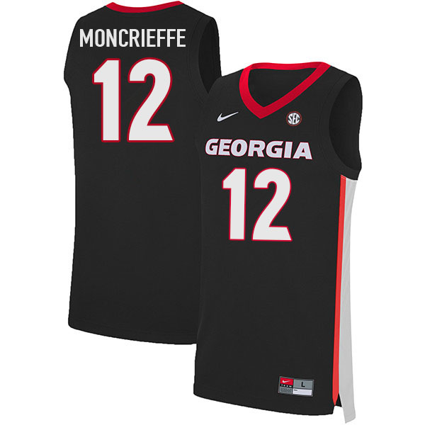 Men #12 Matthew-Alexander Moncrieffe Georgia Bulldogs College Basketball Jerseys Stitched Sale-Black